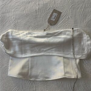 Meshki White Off-Shoulder Crop Top